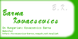 barna kovacsevics business card